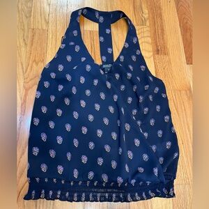 Lucky Brand wrap blue tank top Blouse Floral size S